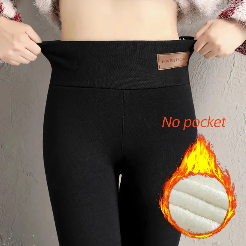 Solid Sherpa Lined Leggings – Casual Comfort with High Waist Elegance