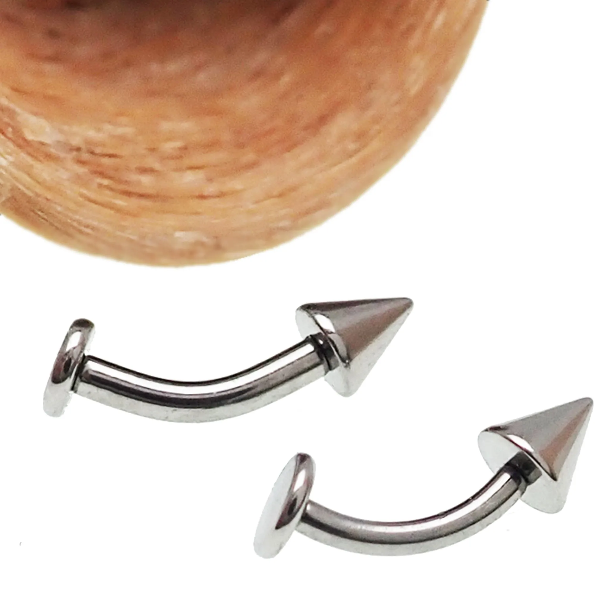 Spike Cone & Flat Disc Titanium Curve Bar 16g, 14g