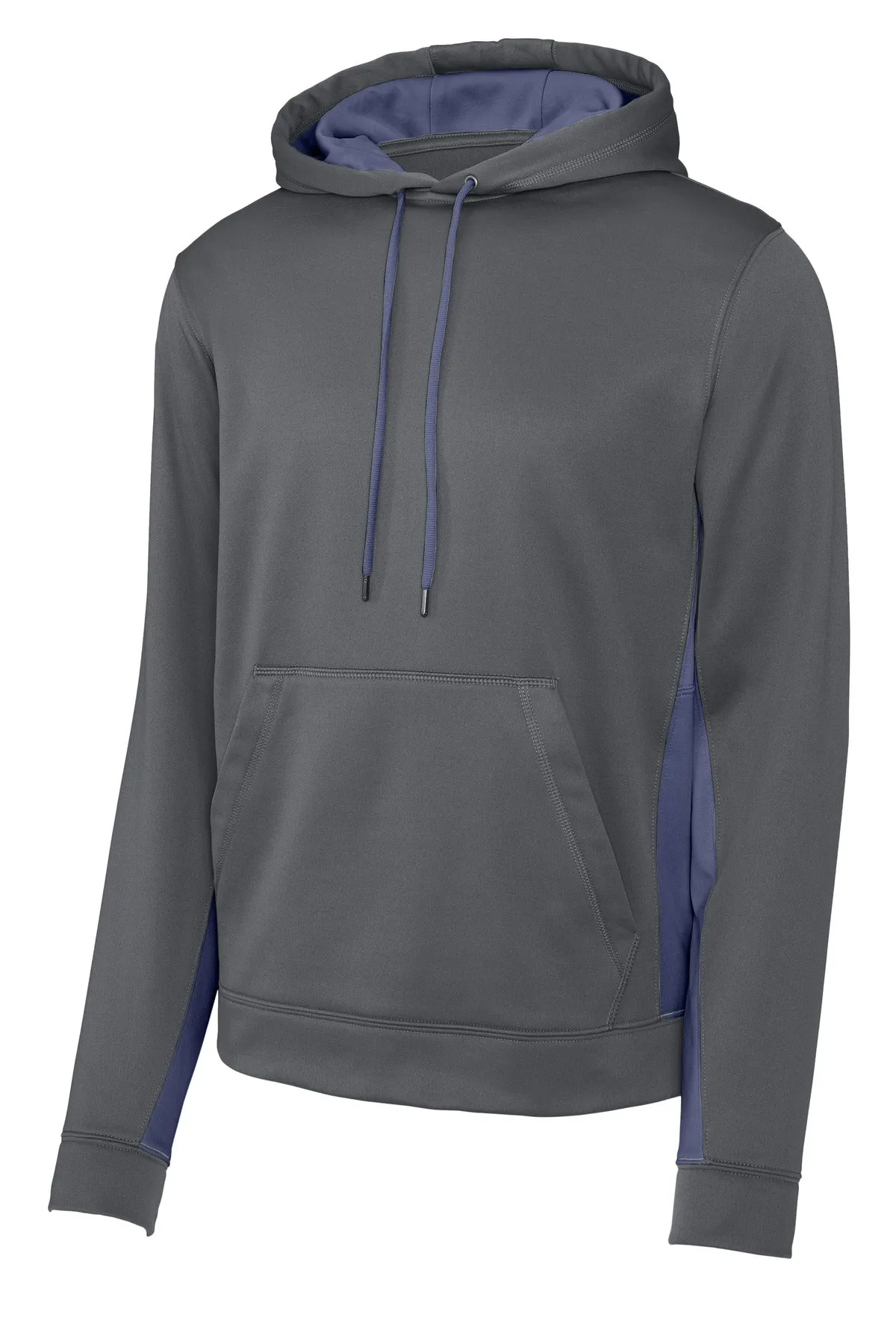 Sport-Tek Sport-Wick Fleece Colorblock Hooded Pullover. ST235 Dark Smoke Grey/ Navy