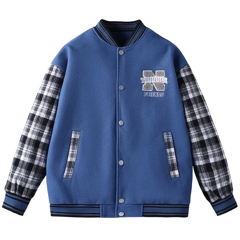 Stylish Varsity Jacket with Contrast Trim and Elastic Band Cuff