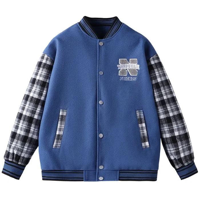Stylish Varsity Jacket with Contrast Trim and Elastic Band Cuff