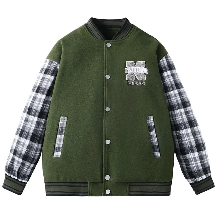 Stylish Varsity Jacket with Contrast Trim and Elastic Band Cuff