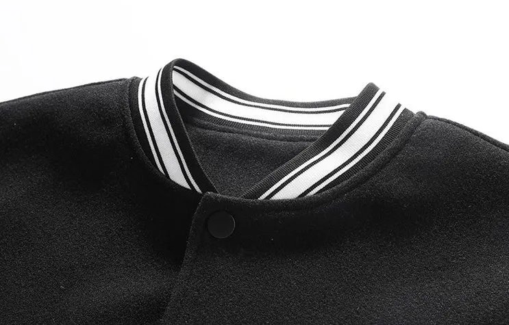 Stylish Varsity Jacket with Contrast Trim and Elastic Band Cuff