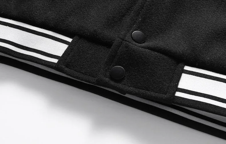 Stylish Varsity Jacket with Contrast Trim and Elastic Band Cuff