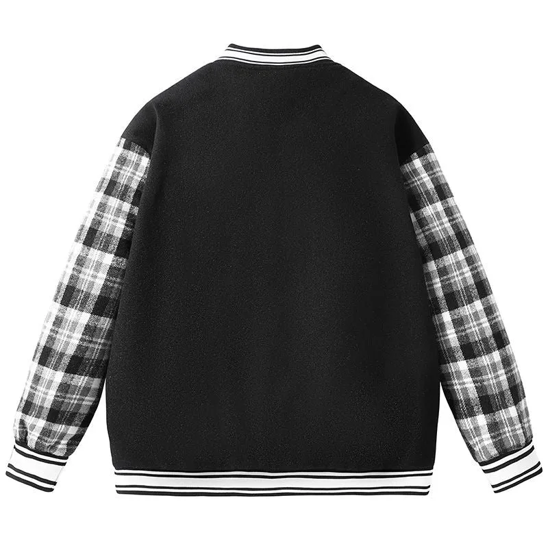 Stylish Varsity Jacket with Contrast Trim and Elastic Band Cuff
