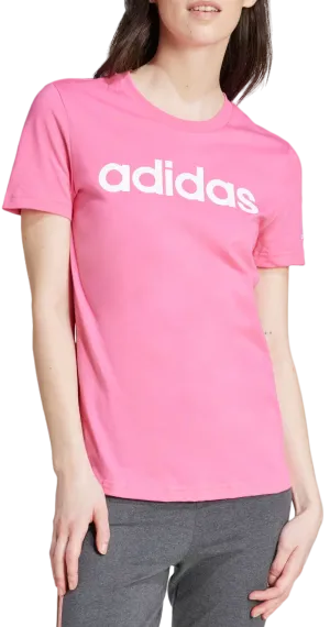 T SHIRT ADIDAS MAGLIA DONNA FITNESS AZZURRA LOGO ROSA