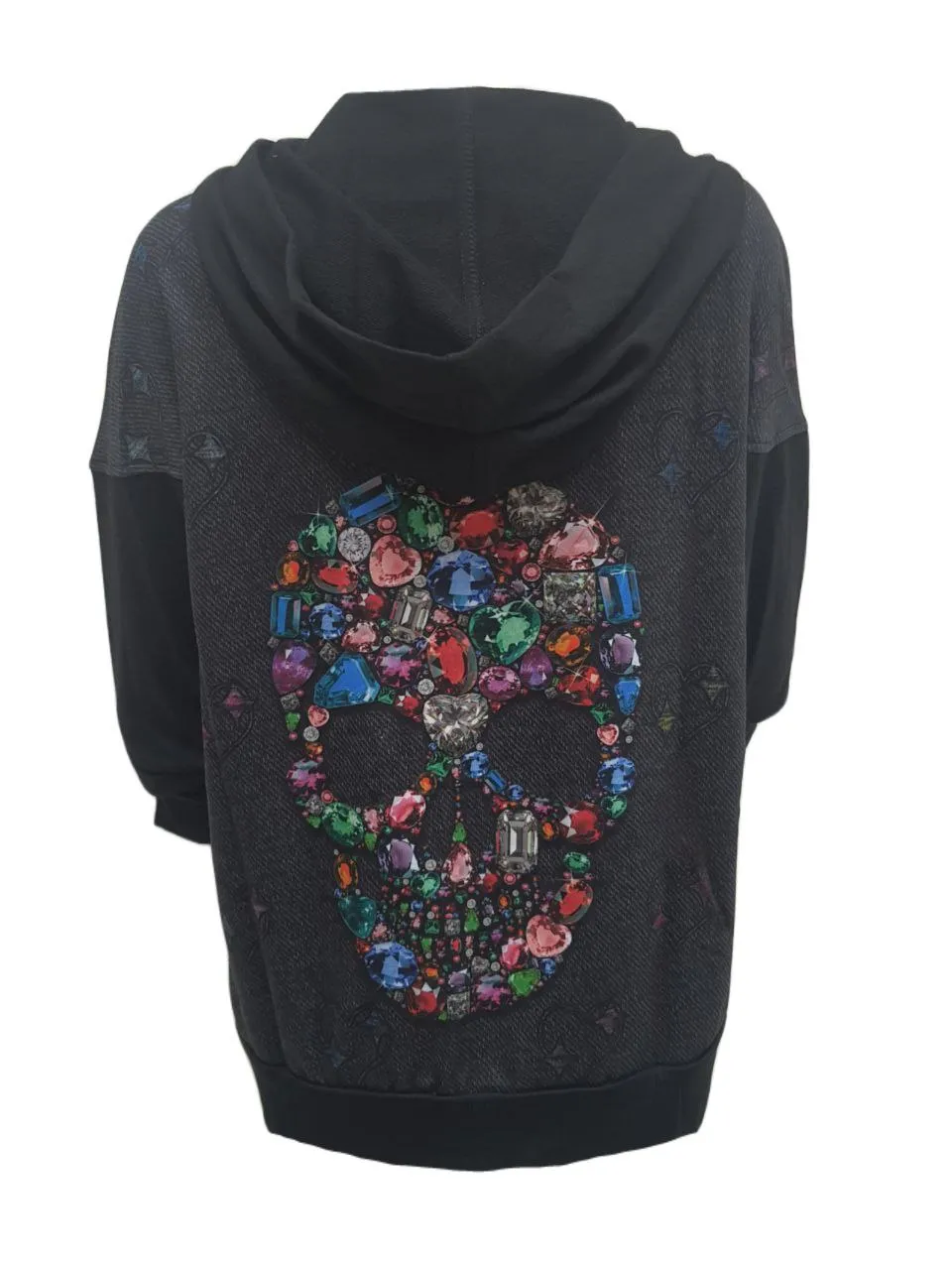 TEREZ Girl's Black Gemstone Skull Hoodie #312017980 Large NWT