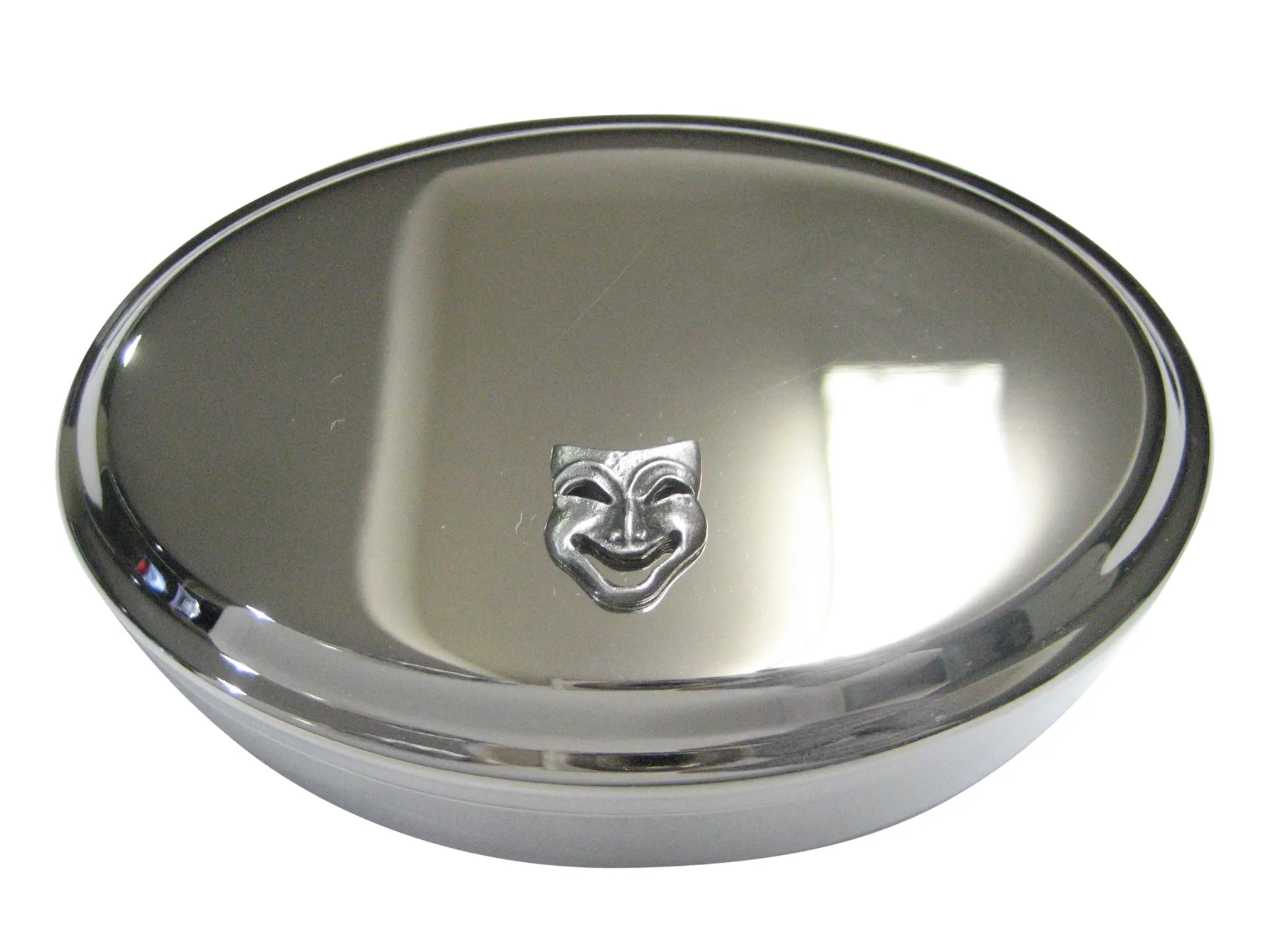 Textured Drama Happy Mask Oval Trinket Jewlery Box