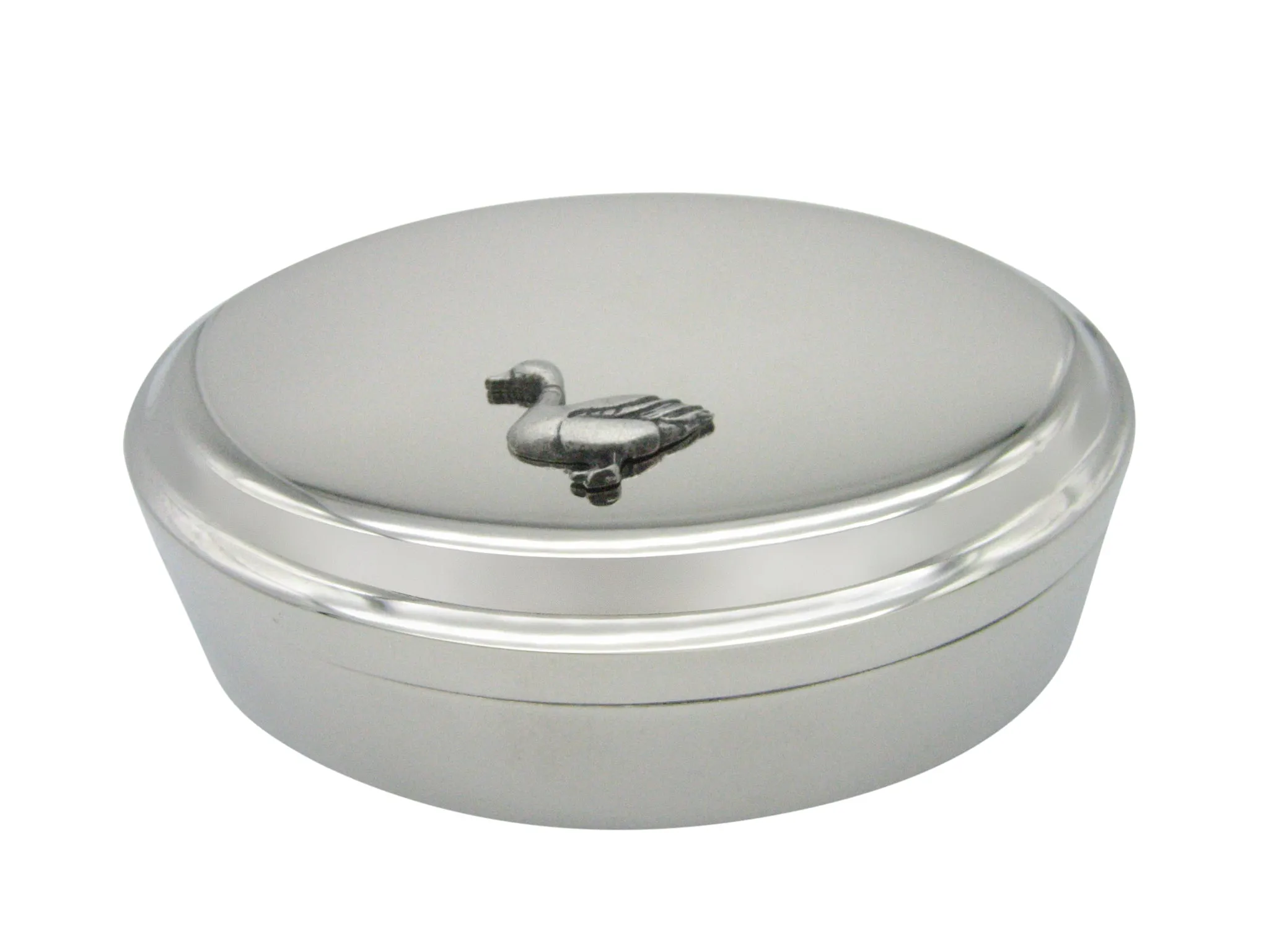 Textured Duck Bird Oval Trinket Jewelry Box