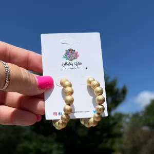Textured Gold Beaded Hoops