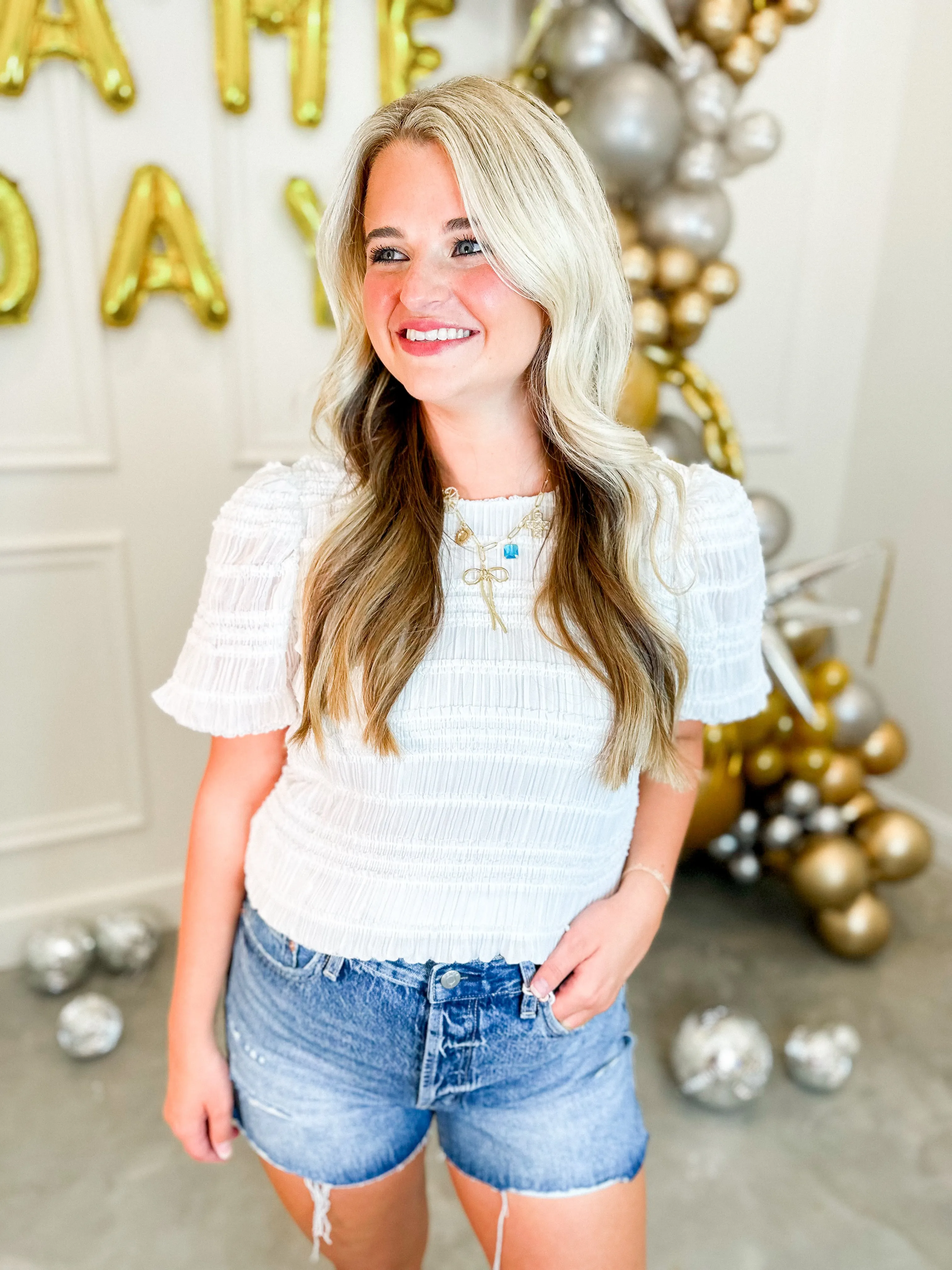 Textured In White Top