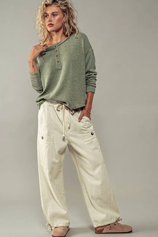 Textured Knit Henley Top