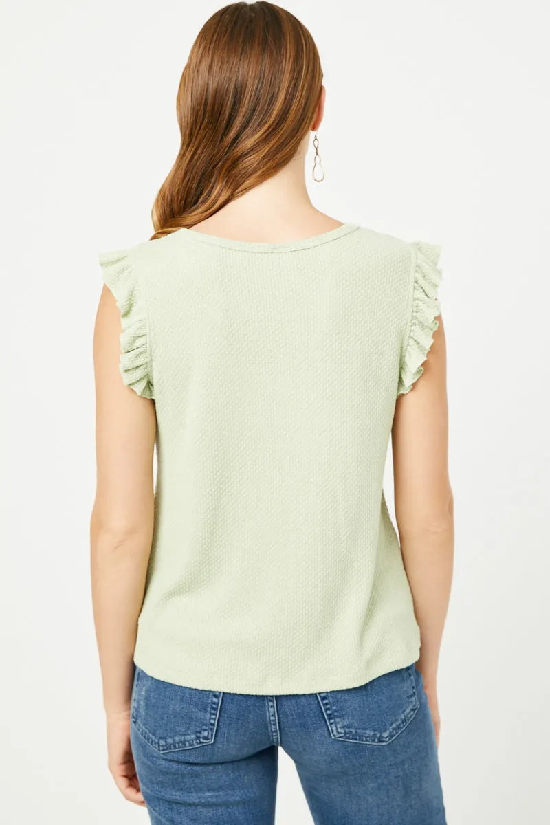 Textured Knit Ruffled Tank