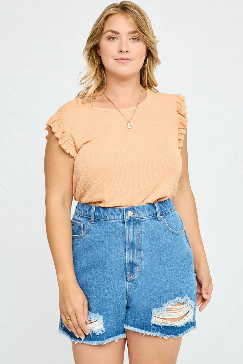 Textured Knit Ruffled Tank