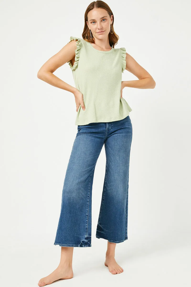 Textured Knit Ruffled Tank