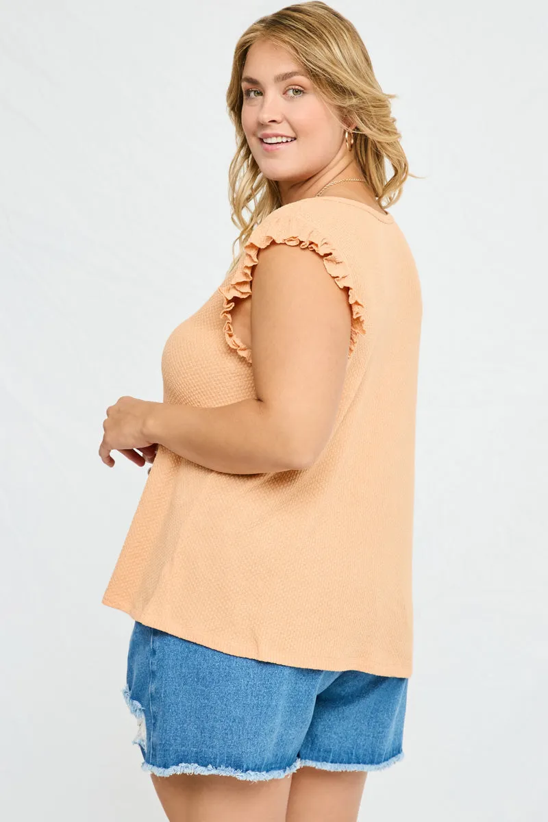 Textured Knit Ruffled Tank
