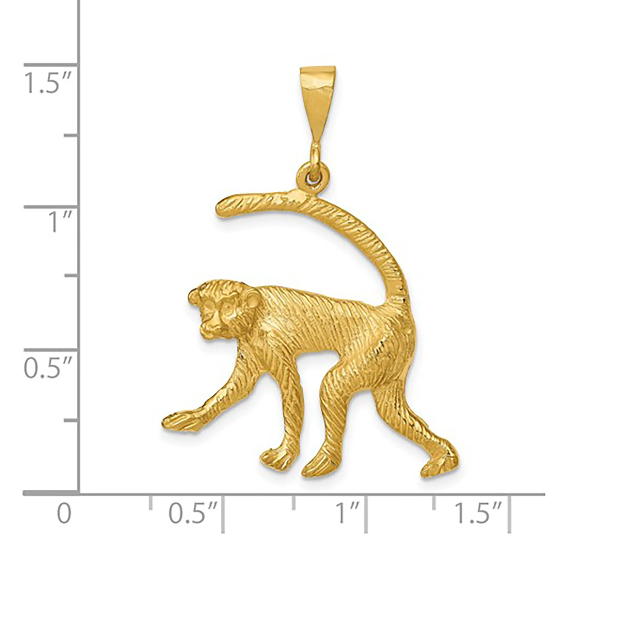 Textured Monkey Pendant (14K)