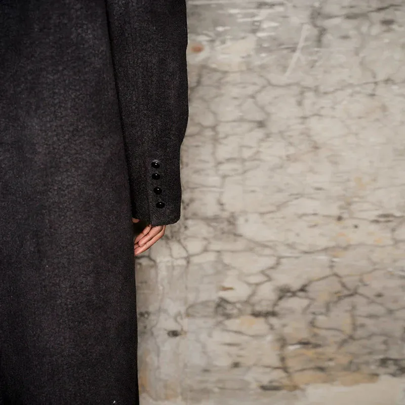 Textured Wool Coat with Multicolored Buttons