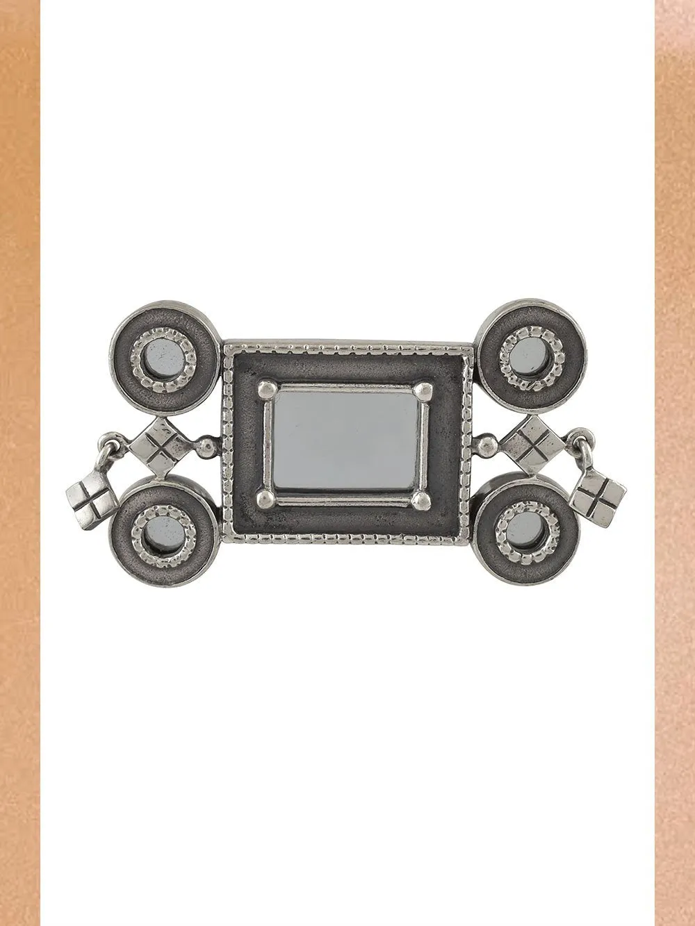 Tribe by Amrapali - Ring Silver Round Square Mirror Textured