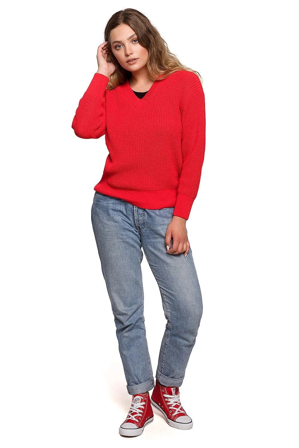 V-Neck Oversized Knit Elegance
