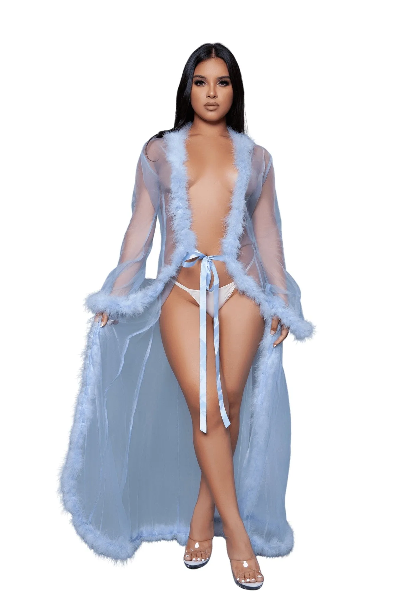 Vintage Look Marabou Long Robe