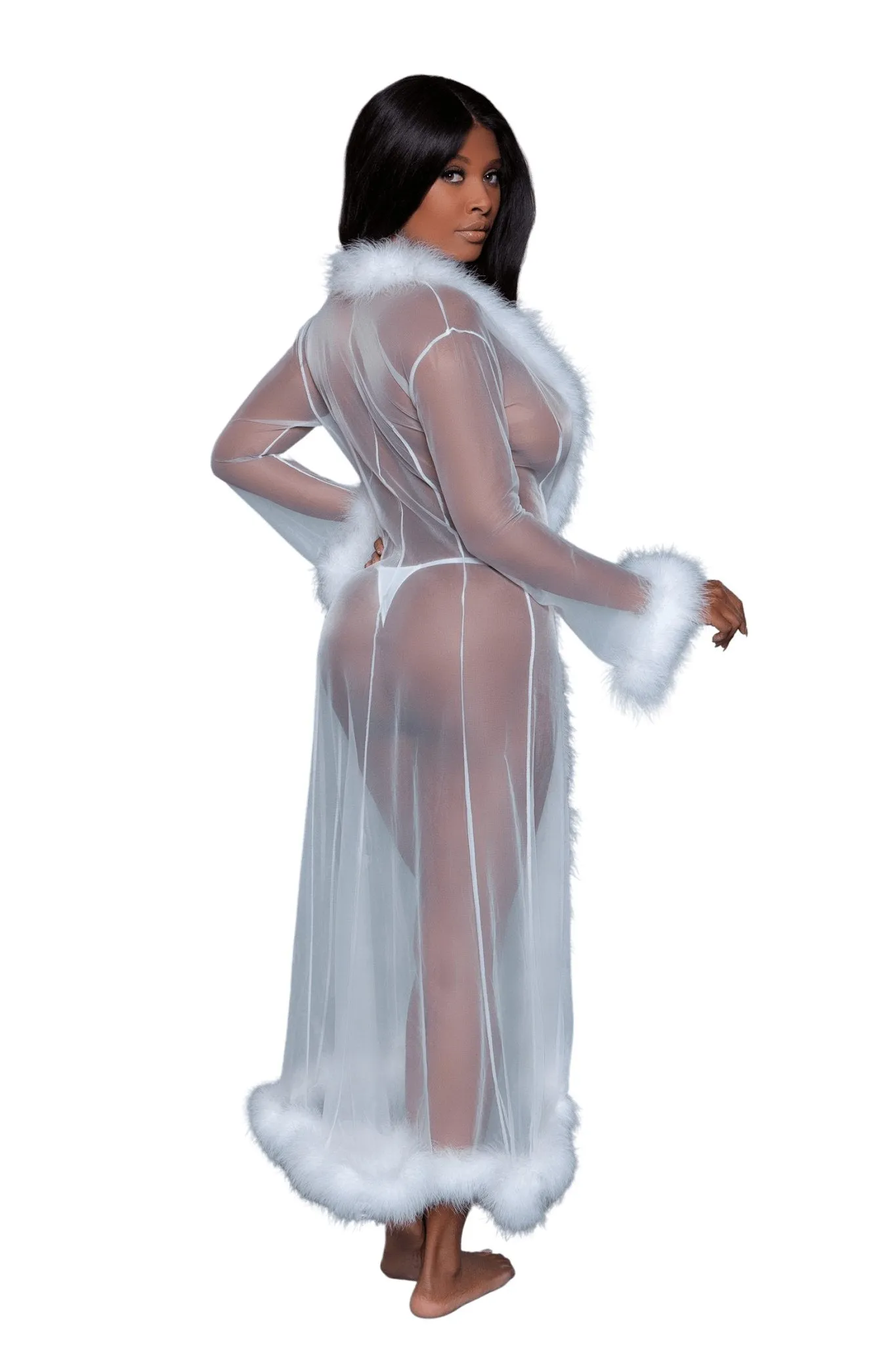 Vintage Look Marabou Long Robe