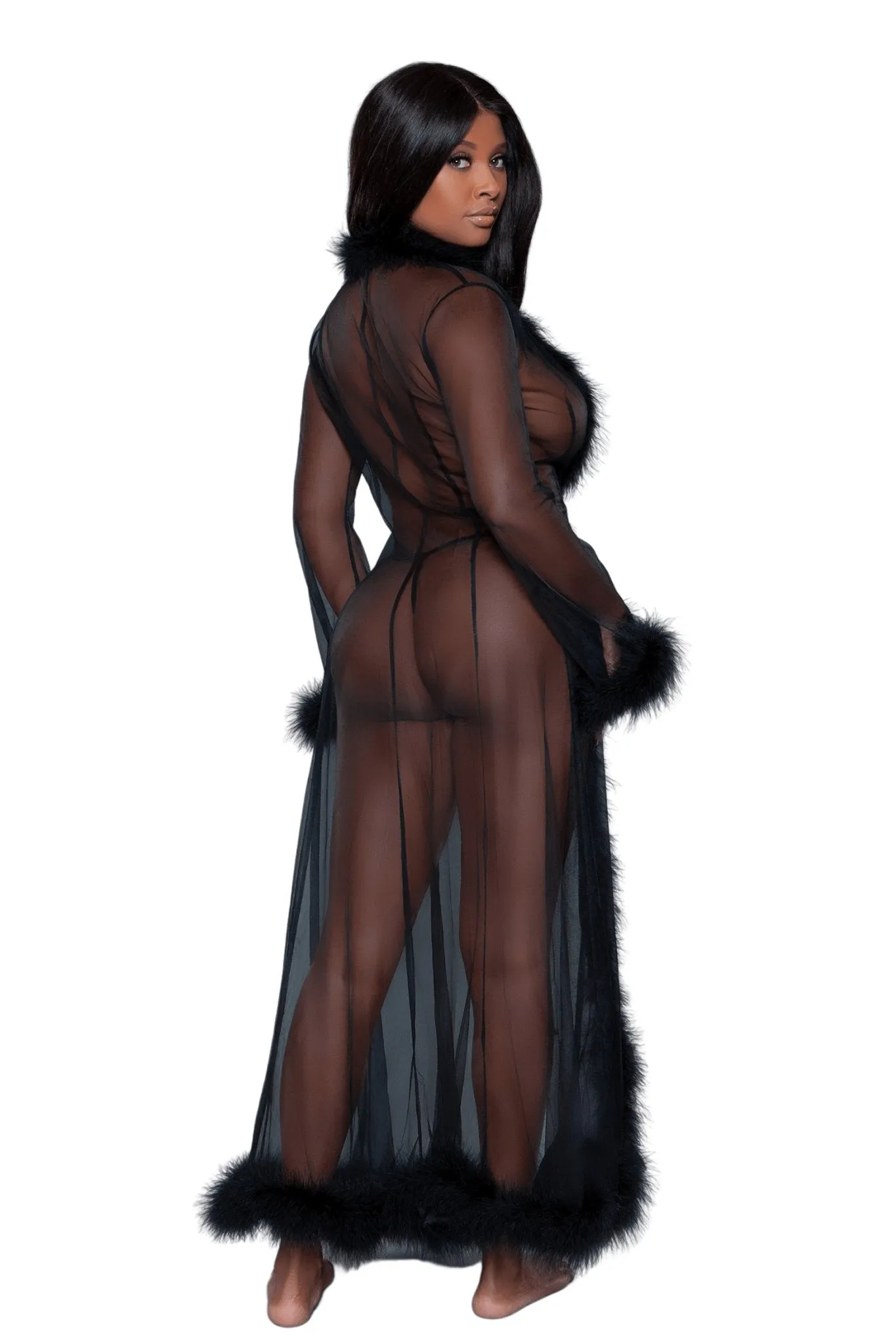 Vintage Look Marabou Long Robe