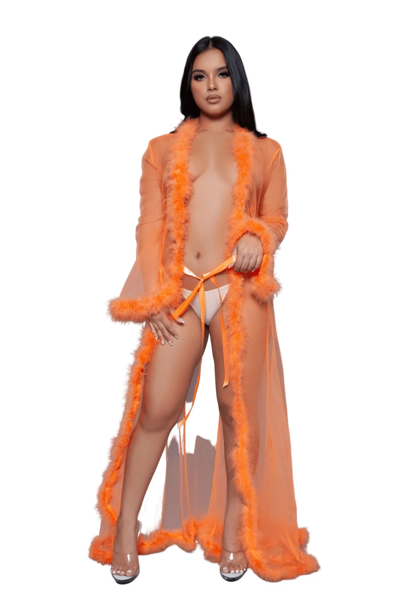 Vintage Look Marabou Long Robe