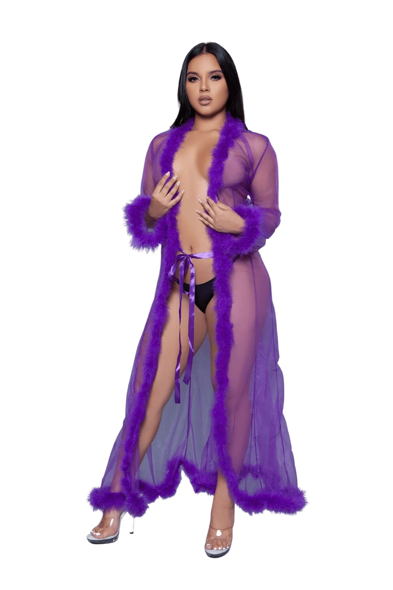 Vintage Look Marabou Long Robe