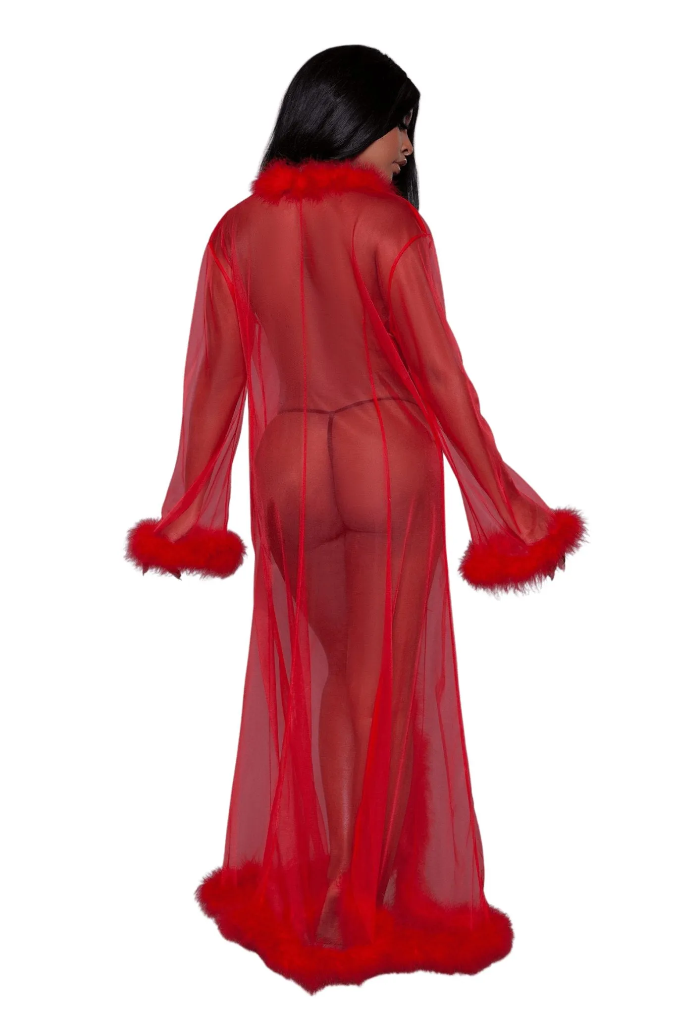 Vintage Look Marabou Long Robe
