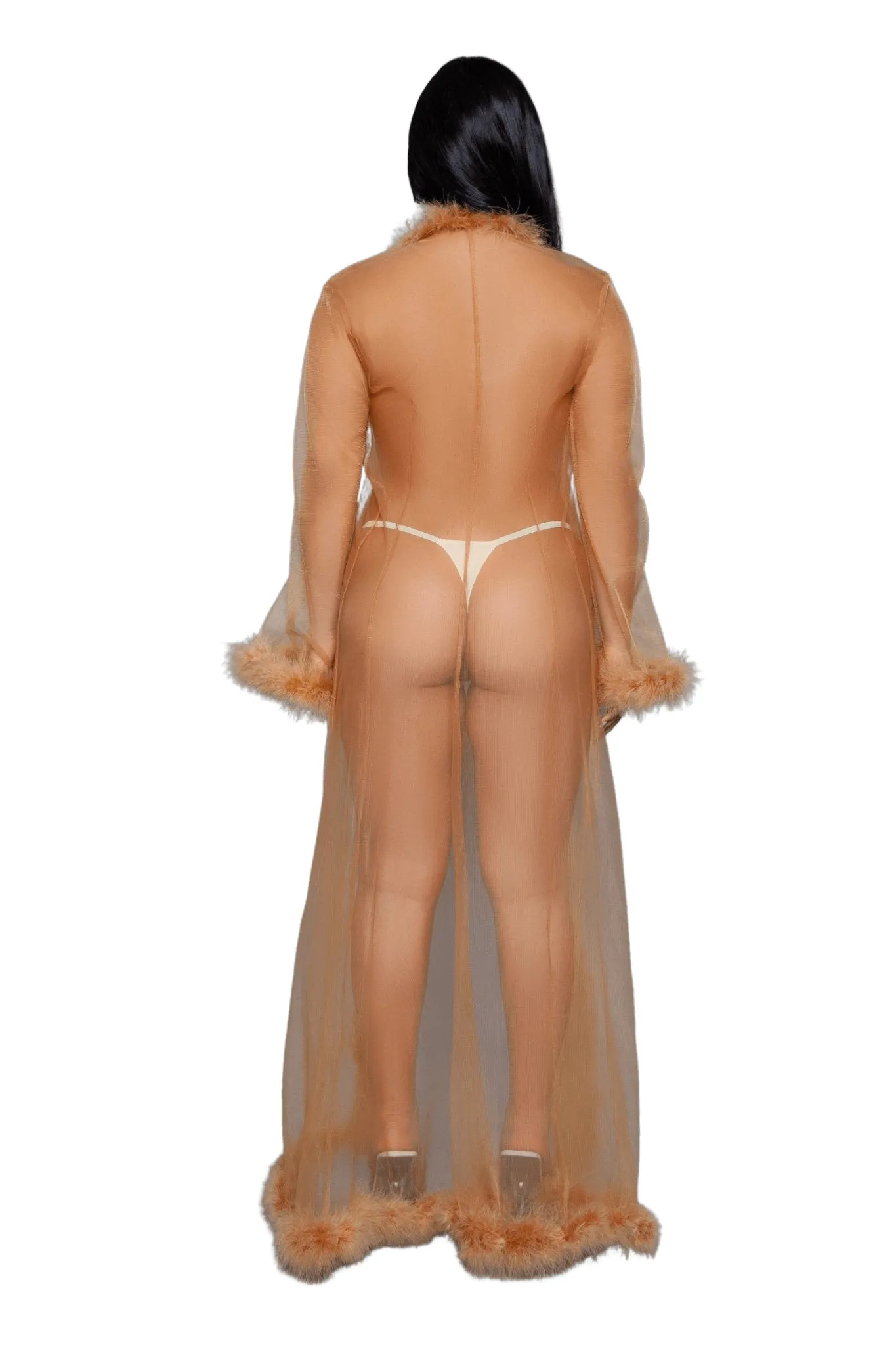 Vintage Look Marabou Long Robe