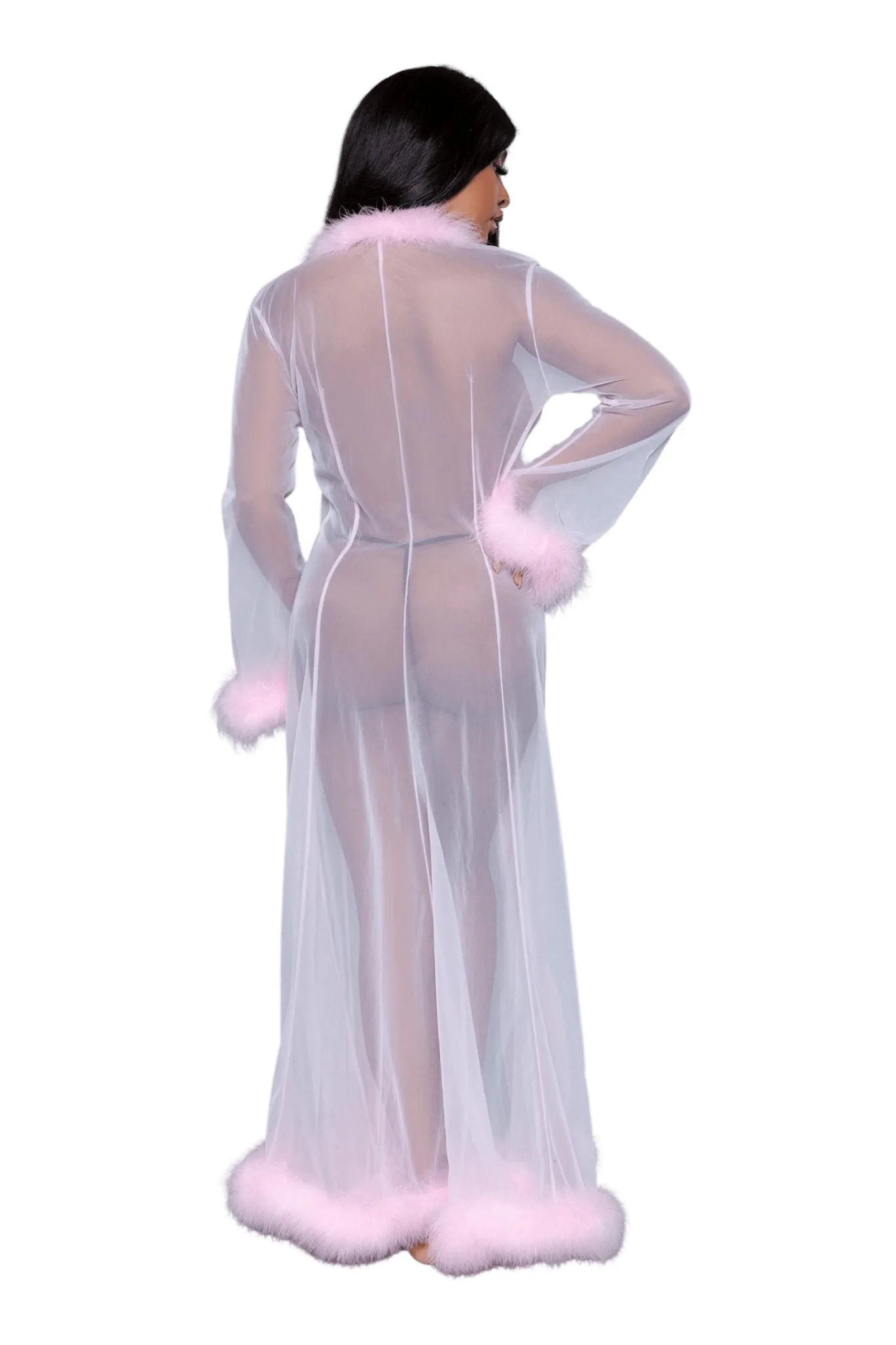 Vintage Look Marabou Long Robe