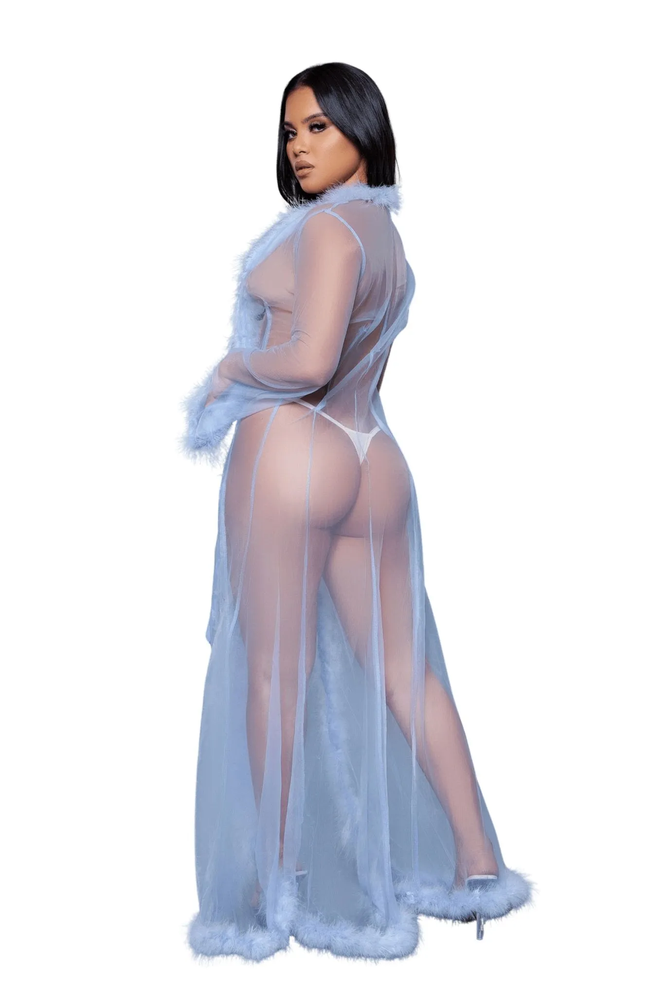 Vintage Look Marabou Long Robe