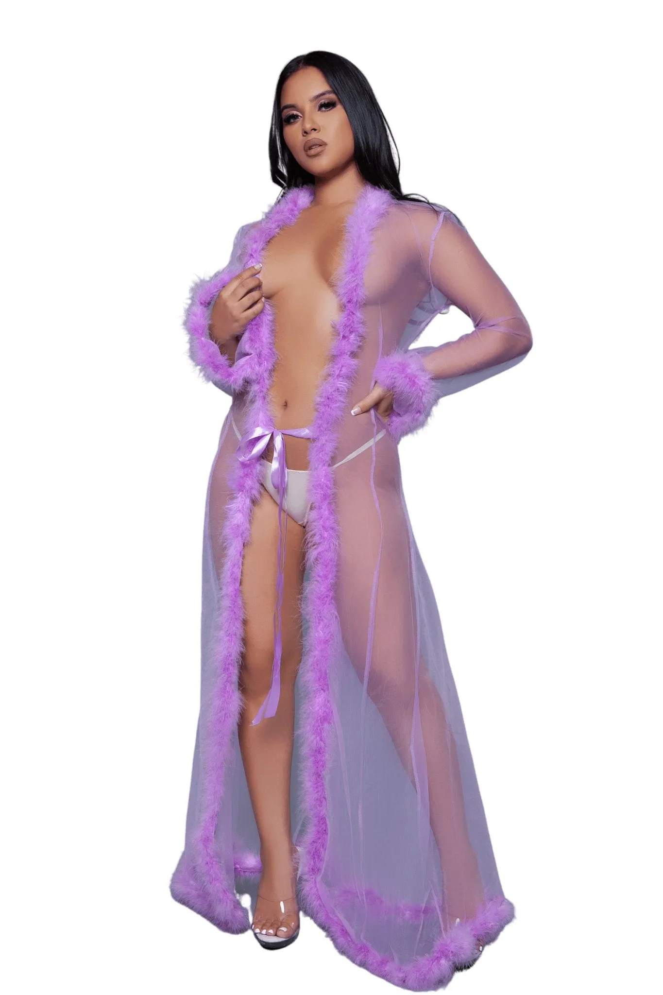 Vintage Look Marabou Long Robe