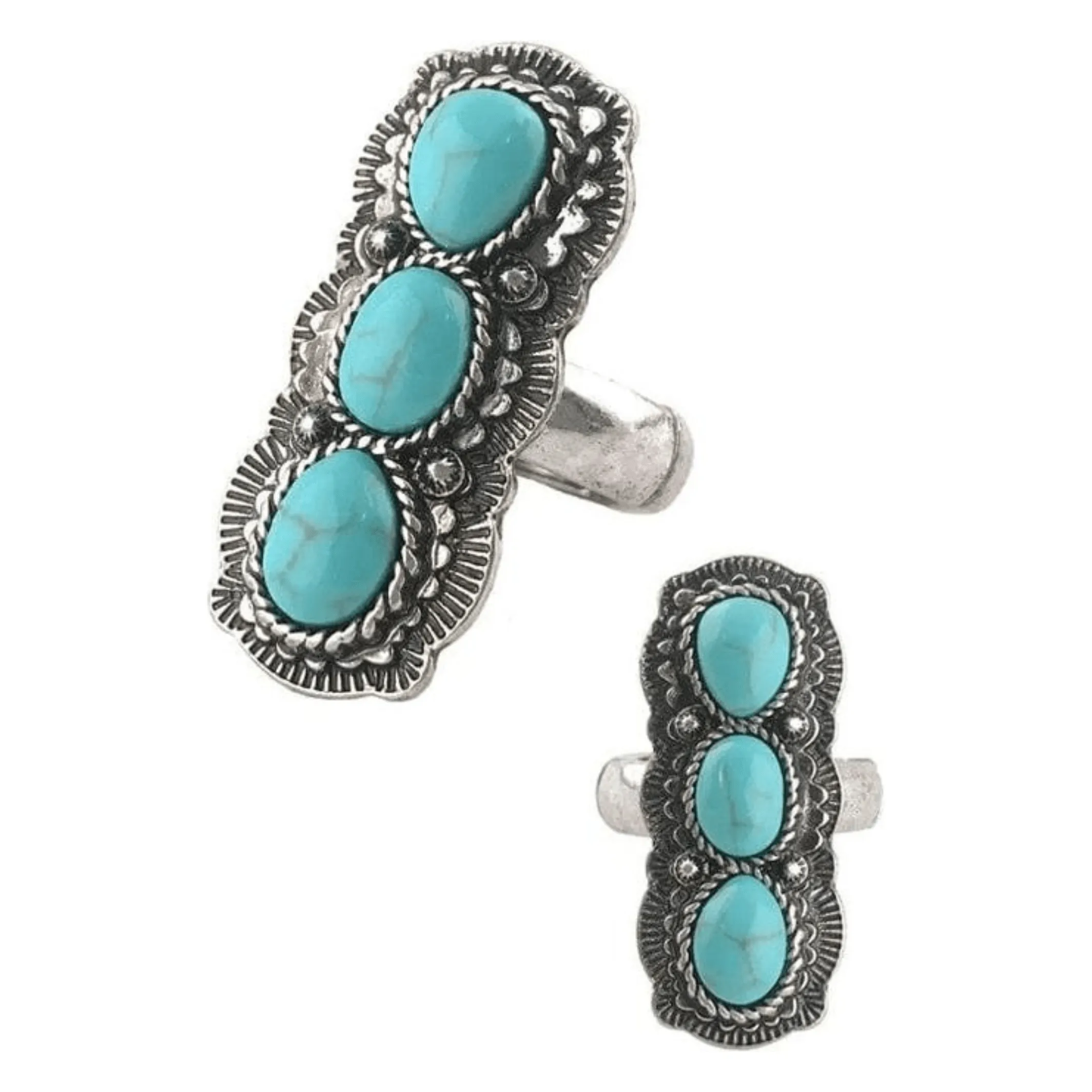 Western concho style gemstone stretch ring