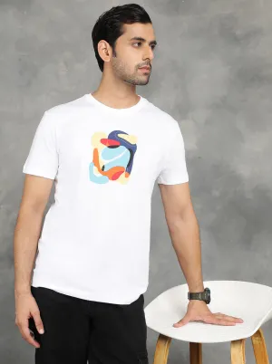 White Printed Slim Fit T-Shirt | GreenFibre