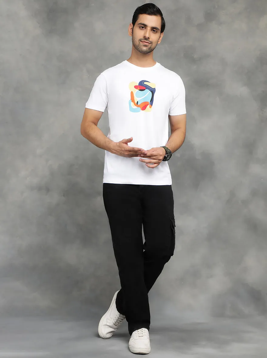 White Printed Slim Fit T-Shirt | GreenFibre