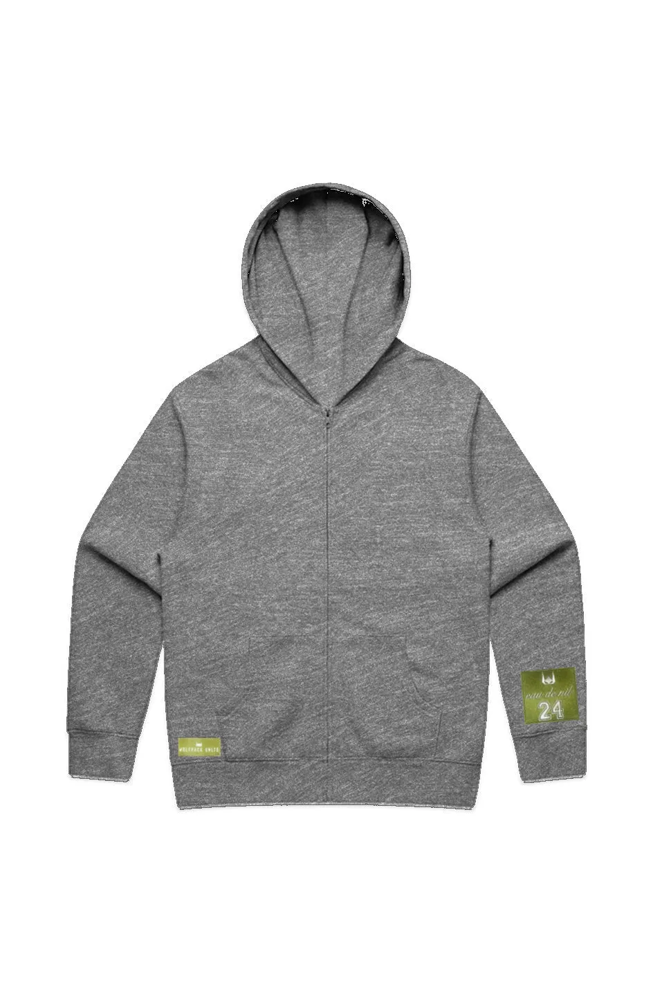 WOLFPACK UNLTD "RELAXXED ZIPPED"  PREMIUM EMBROIDERED HOODIE | ATHLETIC GREY
