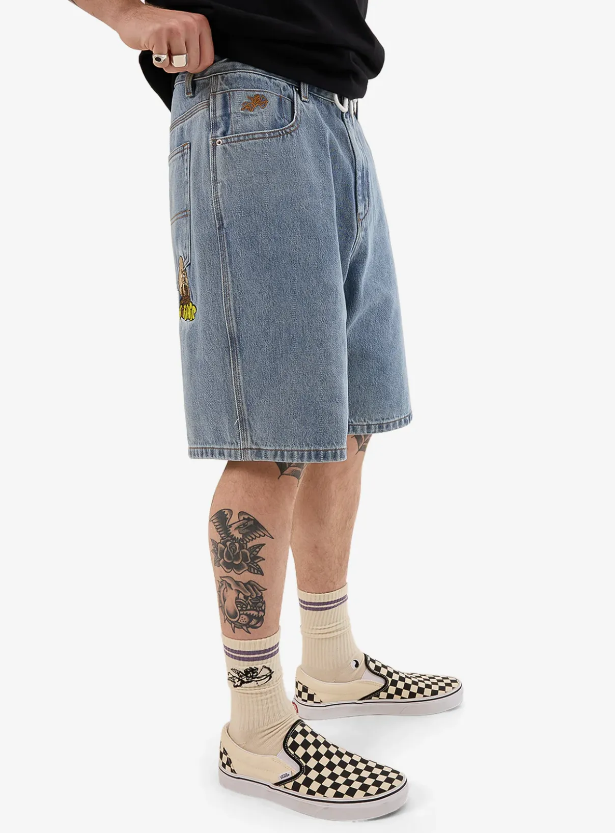 WORSHIP SUPPLIES GOING NUTS BIG DAWG JEAN SHORT - RAGED BLUE
