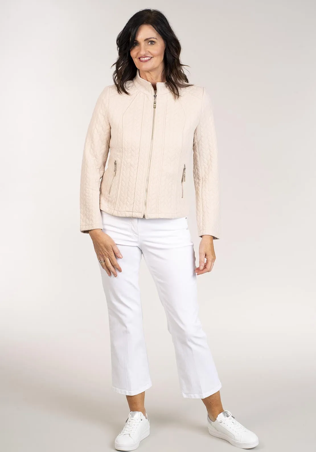 Zipped Jacquard Jacket - Grey
