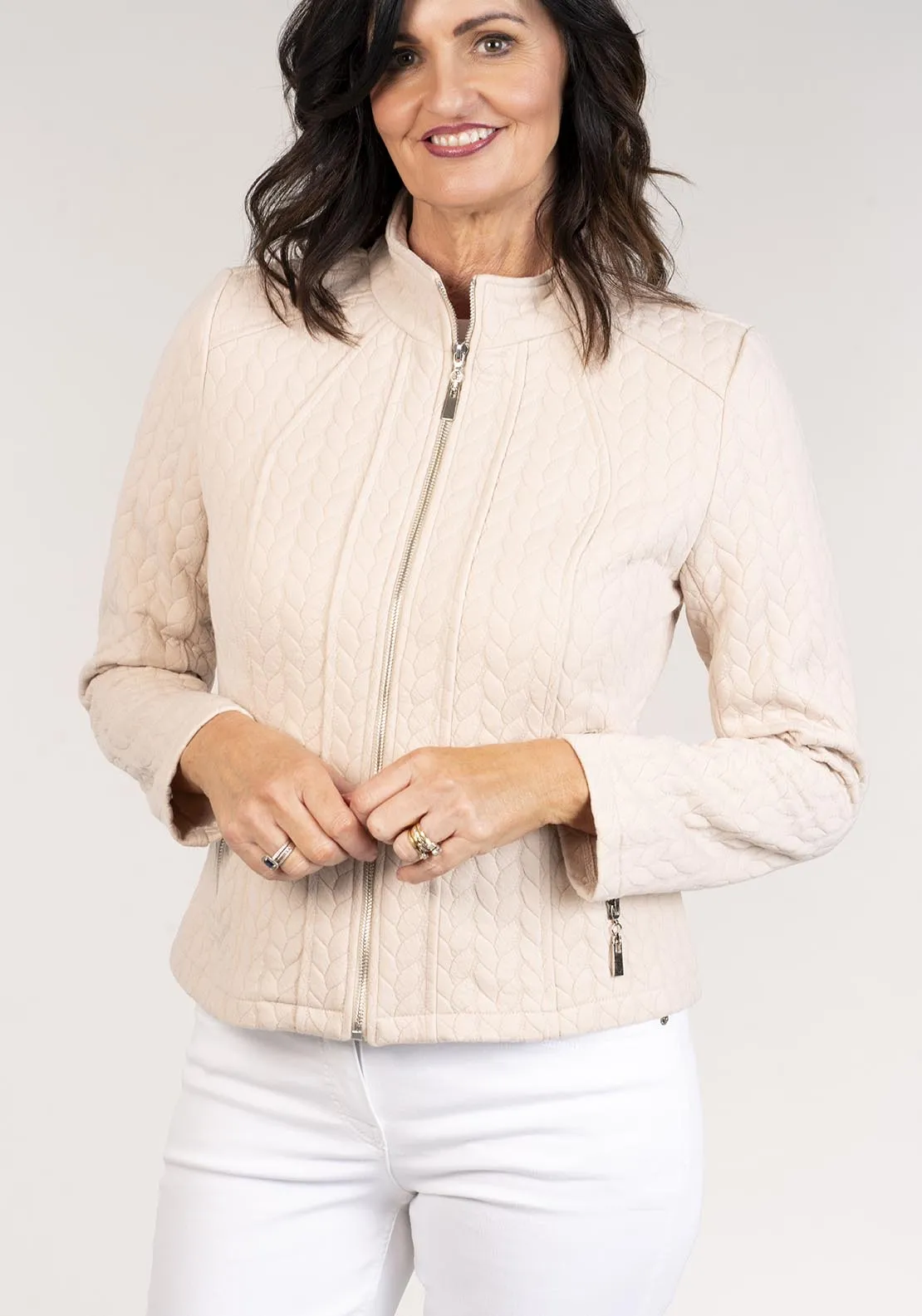 Zipped Jacquard Jacket - Grey