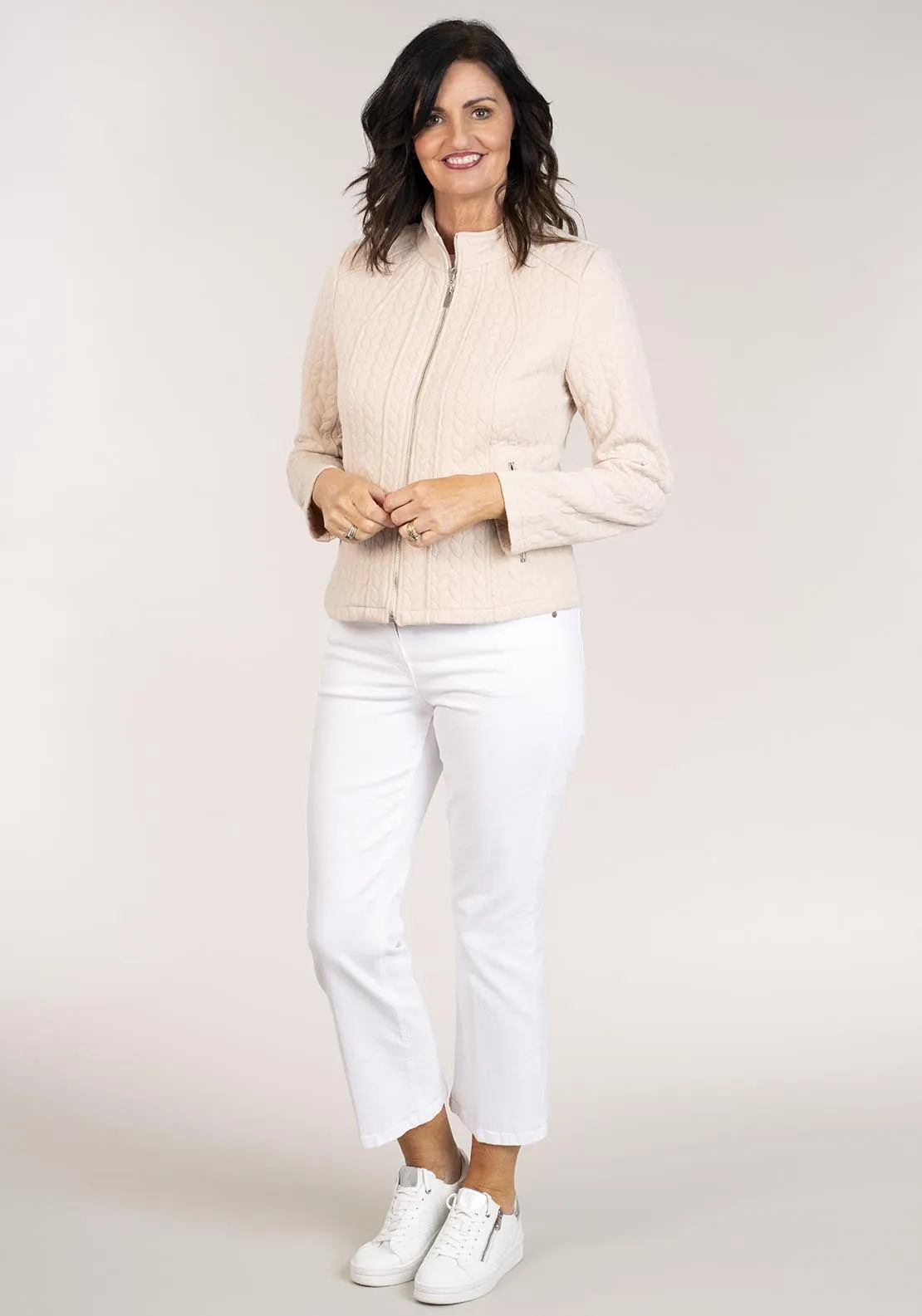 Zipped Jacquard Jacket - Grey